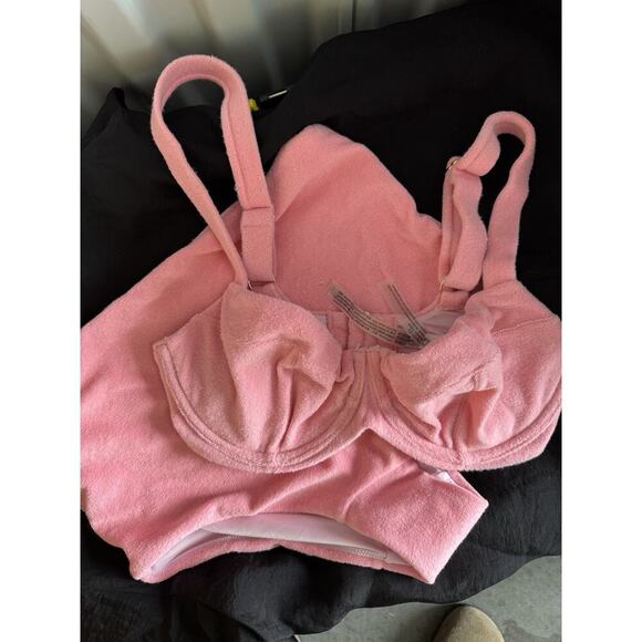3 for $9 Victoria Secret Swim 2 piece Terry Pink High Waist Under Wire 34DD M - Picture 2 of 11